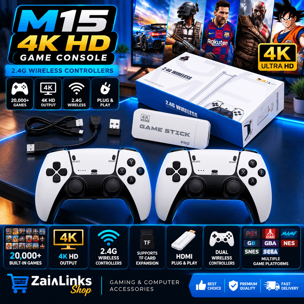 M15 4K HD Game Console Ps5 2.4G Wireless Controllers 1