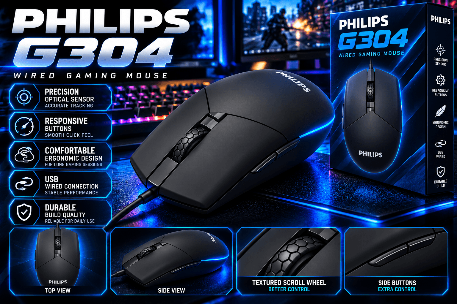 Philips G304 Wired Gaming Mouse 1