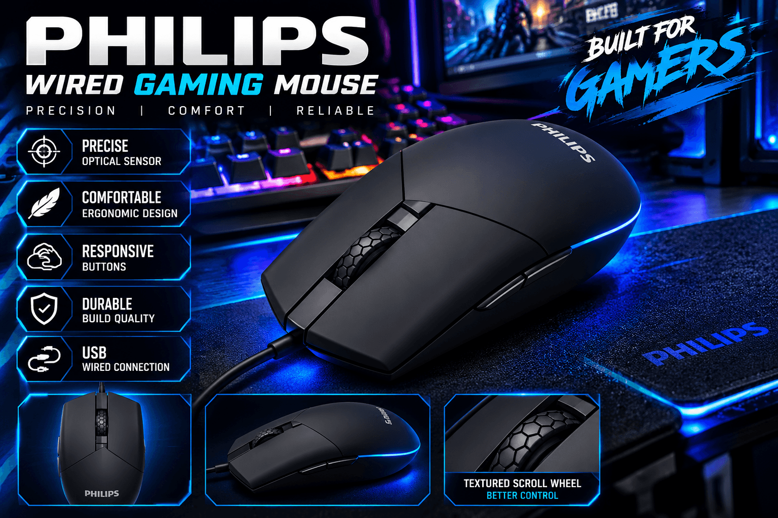 Philips G304 Wired Gaming Mouse 2