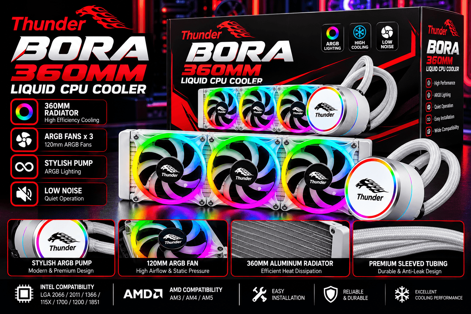 Thunder BORA 360MM ARGB Liquid CPU Cooler 1