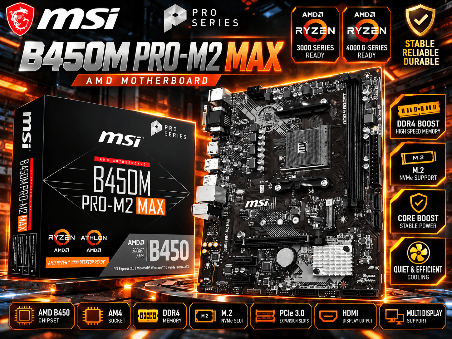 MSI B450M PRO-M2 MAX AMD Motherboard