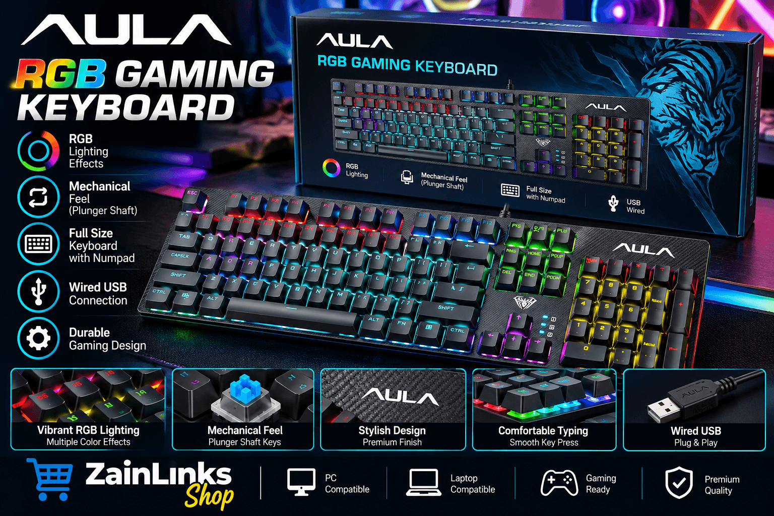 AULA Mountain S2022 RGB Gaming Keyboard