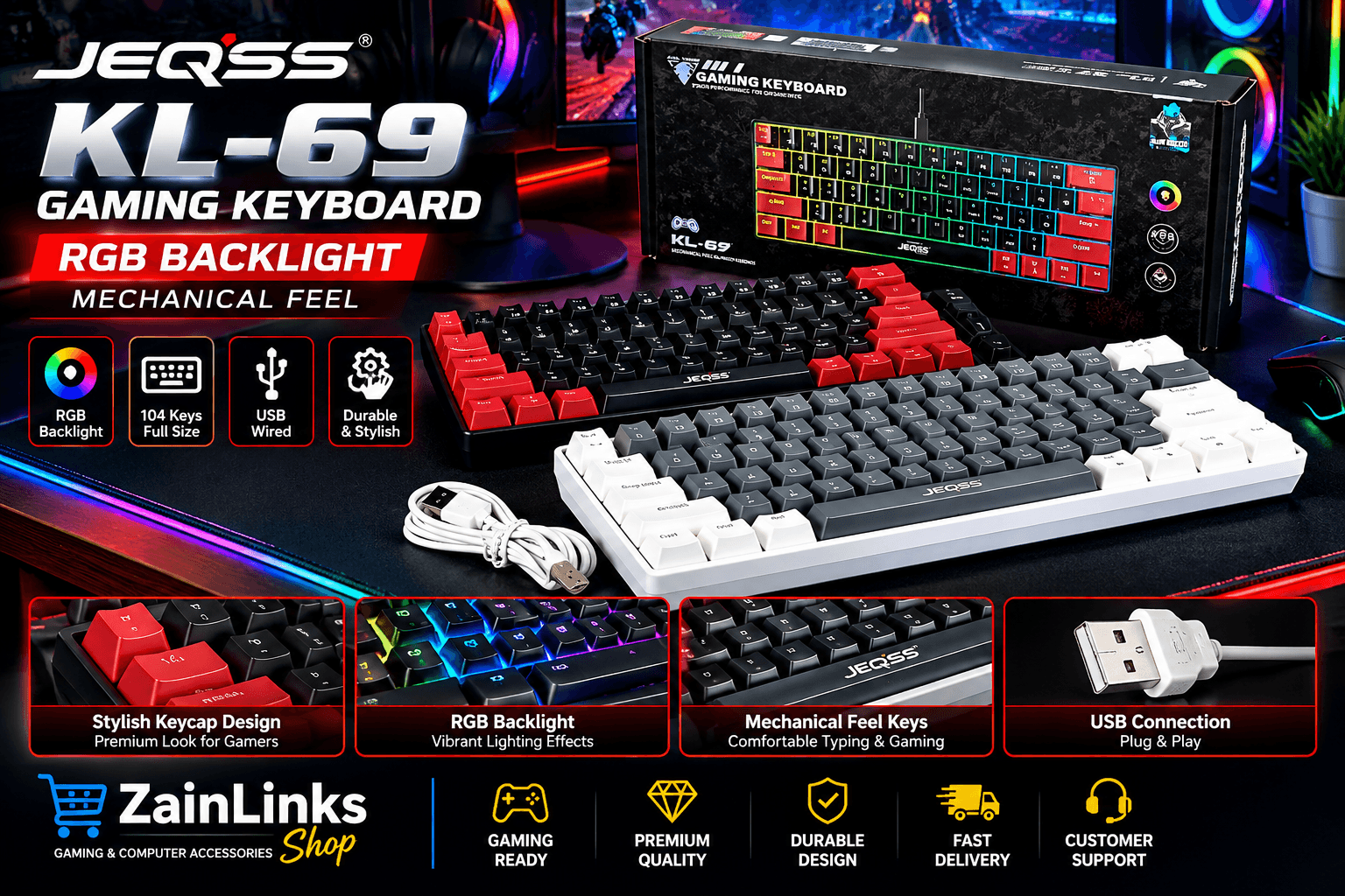 JEQSS KL-69 RGB Gaming Keyboard