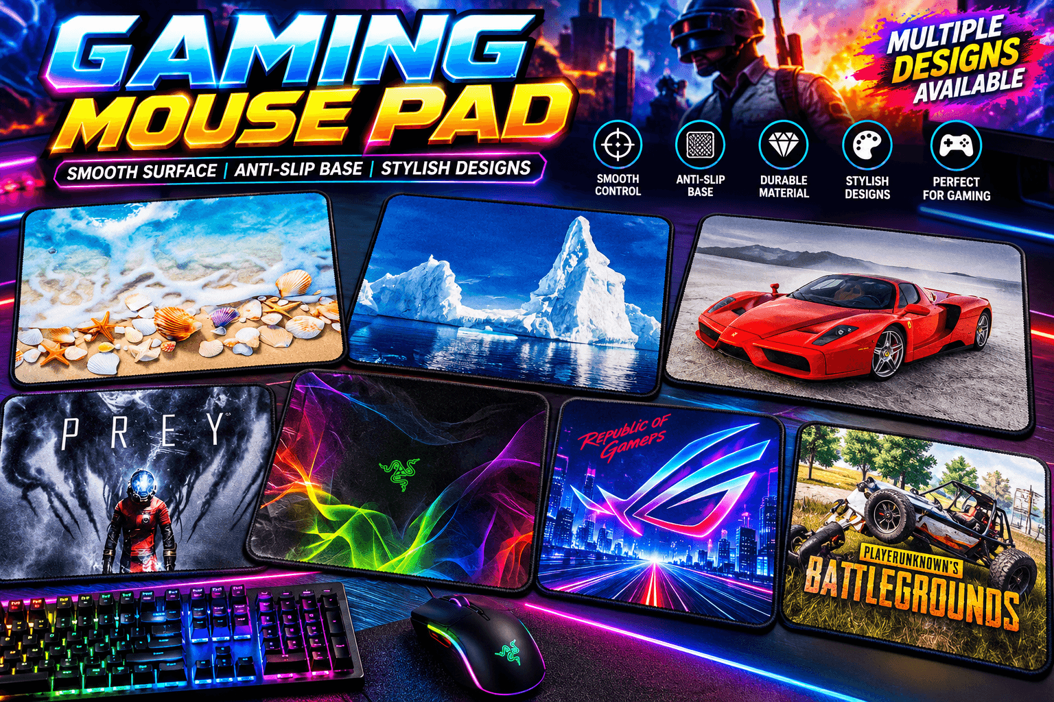 Gaming Mouse Pads with Silk Gliding