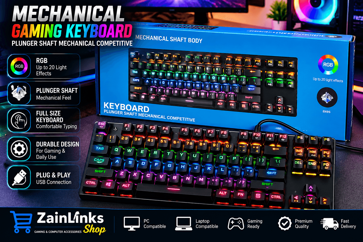 87% RGB Gaming Keyboard – Plunger Shaft