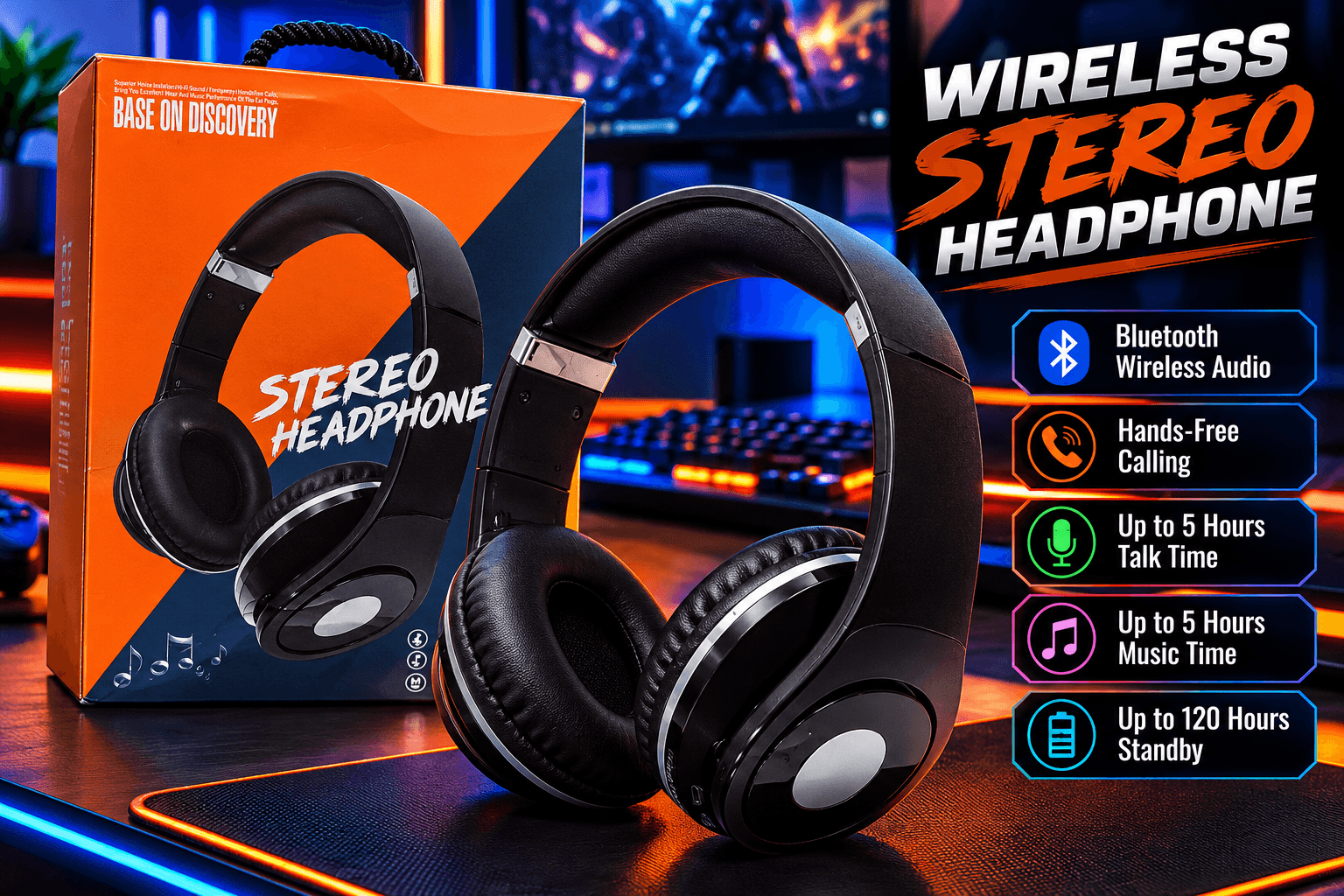 Wireless Stereo Bluetooth Headphones