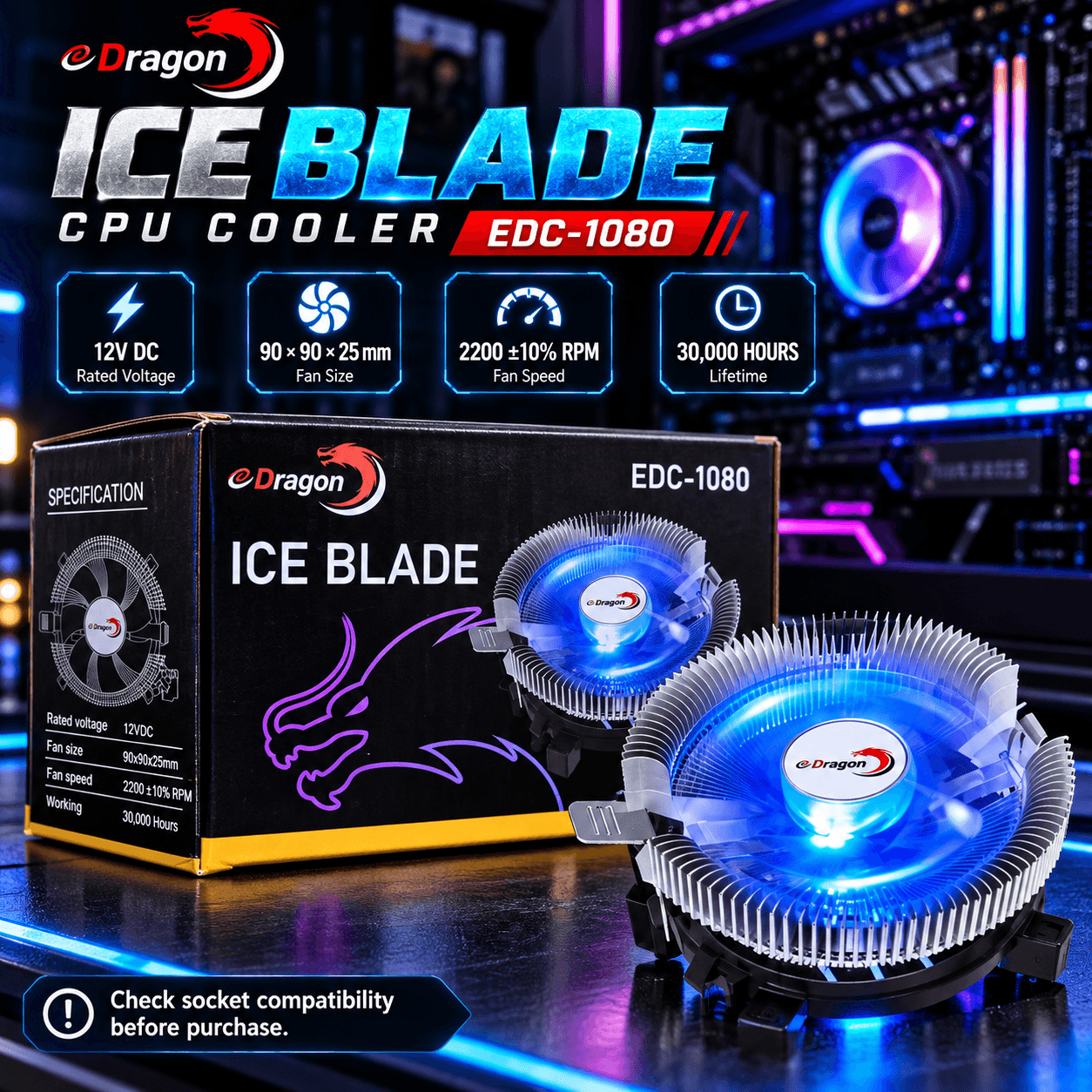 eDragon ICE BLADE EDC-1080 CPU Cooler
